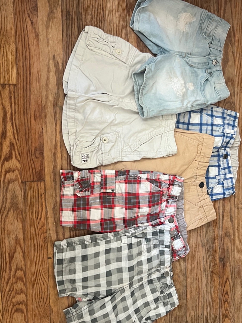 H&M Light Blue, Beige, Red Plaid, Blue Plaid, Gray Plaid Kids Shorts Bundle